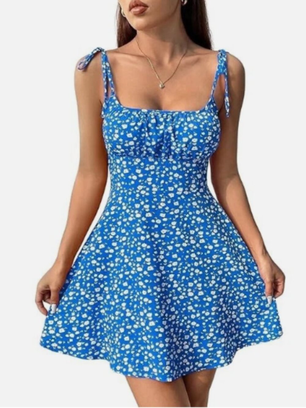 Floral Boho Dresses for Women Spaghetti Straps Beach Mini Sundress